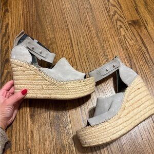 Dolce Vita Gray and Tan Wedge Sandals